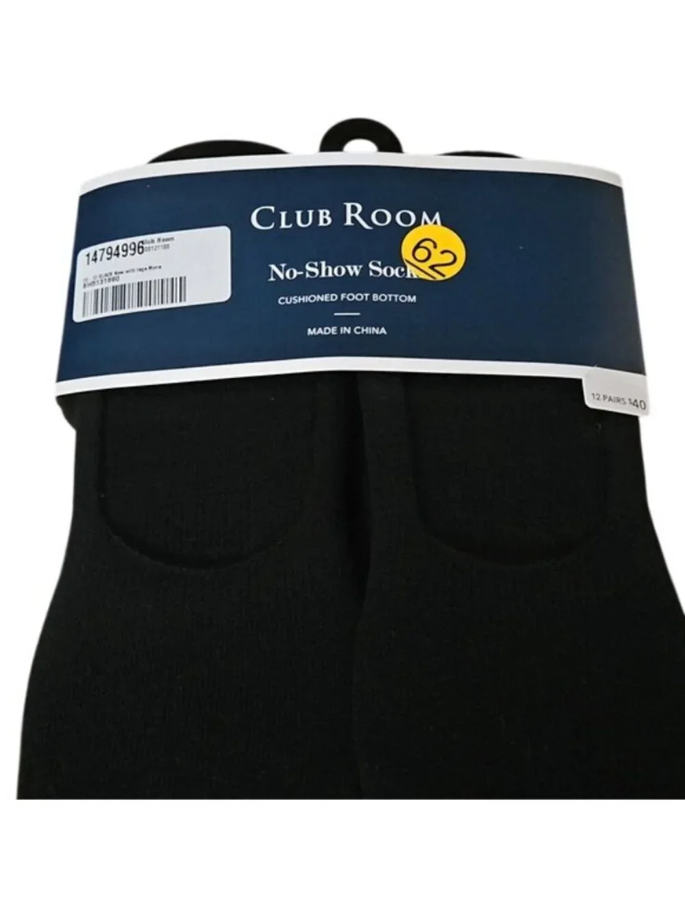 Club Room No Show Socks 12 Pack Men's New Shoe Size 7-12 Black Low Cut Macy's